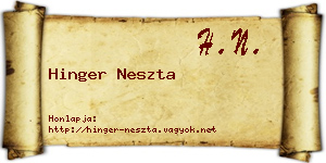 Hinger Neszta névjegykártya